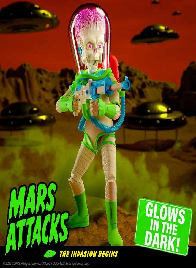 Super7 ULTIMATES! Mars Attacks Martian The Invasion Begins (Glow) - 7" Mars Attacks Action Figure with Accessories - Vintage Collectibles and Retro Toys - Image 3